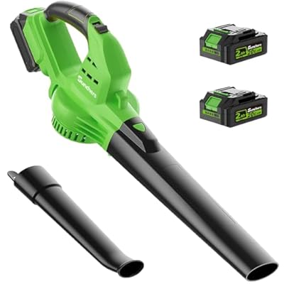 20V Leaf Blower Cordless with 2 Battery and Charger, 135MPH 175CFM High Speed Leaf Blower with 2 Tubes, Electric Leaf Cleaner, Lightweight Handheld Small Blower for Patio, Garden, House, Depot, Green