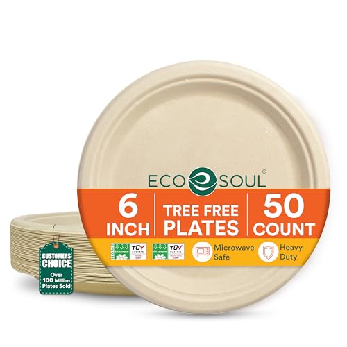 ECO SOUL Compostable Paper Plates 100 Pack - 57% Off