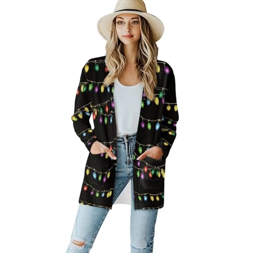 Image of Biyejit Women's Long Sleeve Open Front Cardigan Casual Loose Lightweight Cardigans with Pockets Drape Cardigan