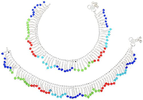 FabWe Fashion Royal Diva Multicolor Stone Studded Stainless Steel White Metal Traditional Ethnic Payal Leg Chain Anklet for Woman & Girls (B09J1HBWLV) Amazon Price History, Amazon Price Tracker