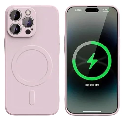 Coque iPhone 12 rose silicone pour un chargement sans fil au bureau