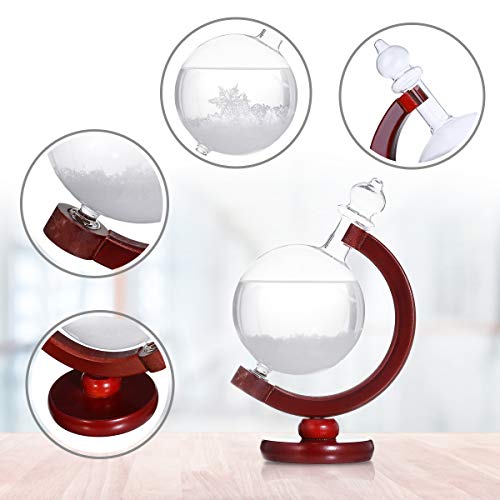 CAVEEN Storm Glass Weather Station - Creative Weather Predictor Globe Crystal Weather Forecaster with Wooden Base, Desktop Decorative Glass Bottle Home Decoration, Party Supply