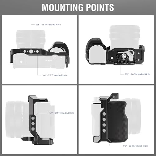 Image of Leofoto ZV-E10 Camera Cage, for Sony ZV E10, Cage with Grip, ARRI, Cold Shoe, Arca Compatible