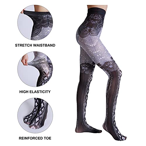 Image of Sahabowi Women Tights, Sheer High Waist Pantyhose, Vintage Control Top Stockings