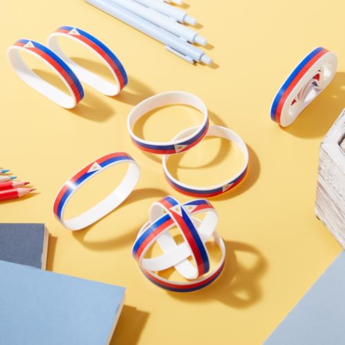 60 Pcs Philippine Souvenirs Filipinos Country Flag Rubber Bracelets, National Flag Silicone Bracelet, Rubber Wristbands Patriotic Decorations Gift3