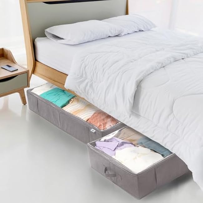Closet Organizers and Storage - Maximize Space with Under Bed Storage Containers & Clothes Storage - Ideal Closet Organizer, Toy Storage Organizer & Underbed Storage (Grey, 4 Pack)