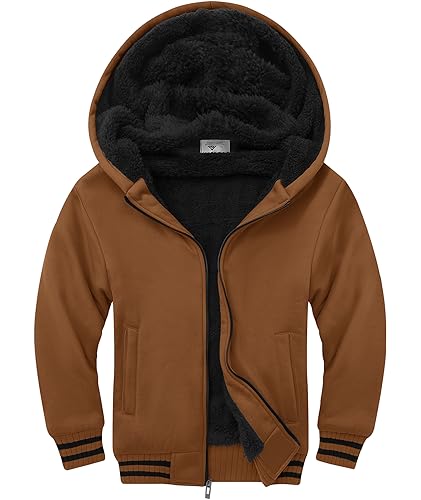 Image of SWISSWELL Unisex Boys Girls Fleece Hoodie Sherpa Lined Jacket Zip Up Hooded Sweatshirt Winter Outerwear for Kids