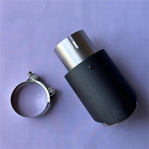Punta de escape de fibra de carbono mate y acero plateado inoxidable para personalización premium