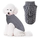 Hundepullover, Rollkragen-Strickpullover für Hunde,Haustier Pullover Welpe Kätzchen Winter warme Kleidung,Winter-Twist-Strick-Hundepullover(M,Grau)