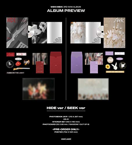 WEKI MEKI 'Hide and Seek' 3rd Mini Album Random Version CD+1p Poster+80p PhotoBook+PhotoCard+Sticker+Message PhotoCard Set+Tracking Kpop Sealed