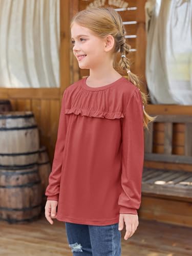 Image of Haloumoning Girls Crew Neck T Shirts Peplum Babydoll Tops Tees 4-15 Years | Girls T-Shirts, Casual Loose Tunic Tops, Cute Ruffle T Shirts, Short Sleeve Shirts, Long Sleeve Blouse