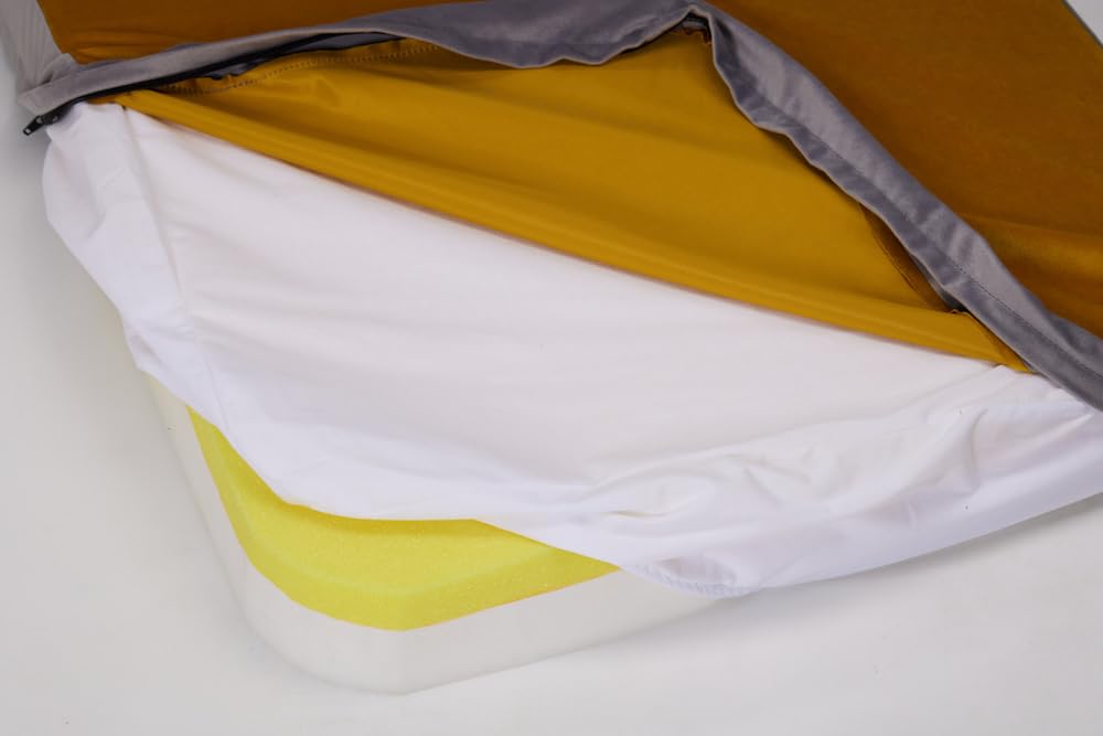 Cama ortopédica para perros de espuma viscoelástica con funda extraíble lavable, colchón de doble capa de alta calidad, protector de colchón impermeable, para perros de todos los tamaños (XL, gris y