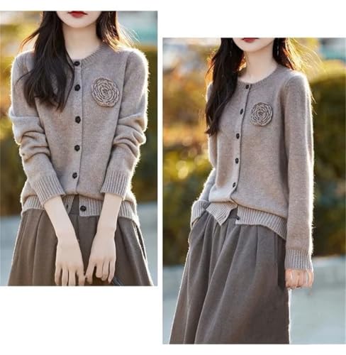 Women Knitted Cardigan Sweater Women Round Neck Solid Color Loose Sweater Female Casual Knitwear Sweaters2