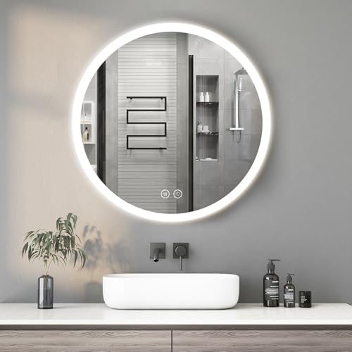 Habison LED Bad Wandspiegel Runder 60x60CM mit Beleuchtung Touch Schalter und...