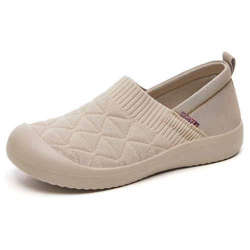 Slippers for Men and Womens Arch Support Orthopedic Shoes Fashion Slip On Sneakers Garden Loafers Breathable Lightweight House Shoes Outdoor Tennis Walking Footwear Beige