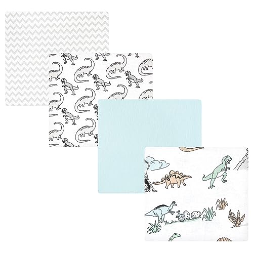 Image of Hudson Baby Unisex Baby Cotton Flannel Receiving Blankets, Neutral Dino World, One Size
