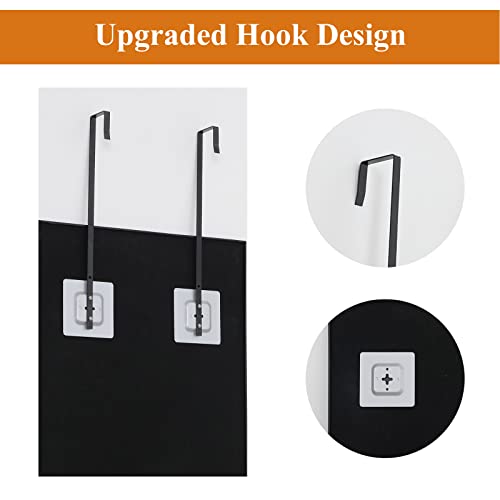 Image of NeuType Over The Door Mirror Full Length Mirror Hanging Over Door or Leaning Against Wall or Mounted On Wall, Aluminum Alloy Frame,Metal Hanger, 43 inchx16 inch, Black