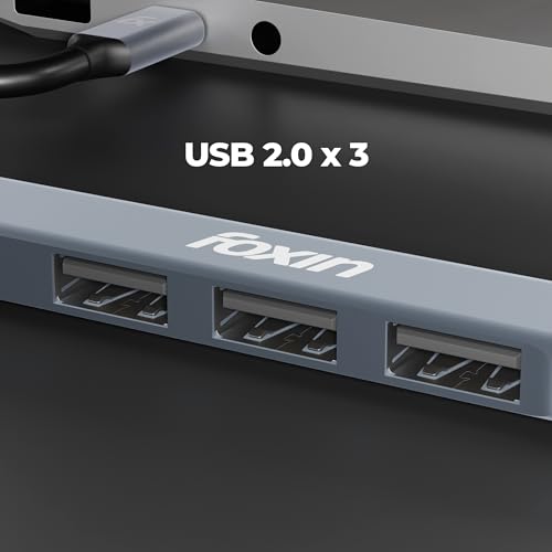 Image of Foxin 4-in-1 USB-C Hub | Type C Hub to USB 3.0 + 3 USB 2.0 Ports, Upto 5 Gbps High Speed Data Transfer | Slim Aluminium Portable C-Type Hub for Laptop, MacBook, Tablets & Mobiles | 15cm Cable - FTH C4