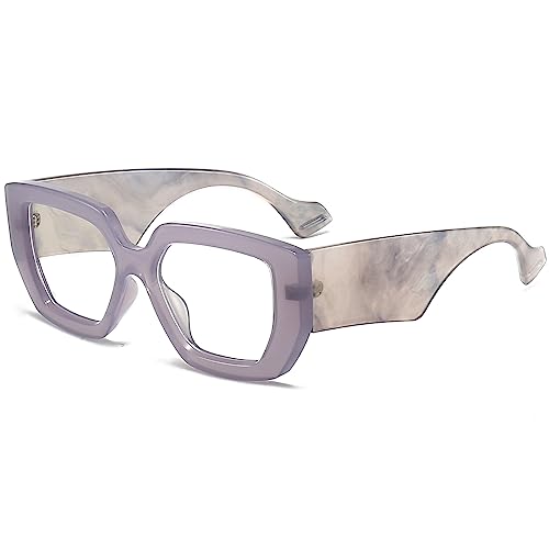 Image of AIEYEZO Thick Frame Blue Light Glasses Men Women, Fashion Square Computer Eyeglass Anti Eyestrain & Prevent Headache