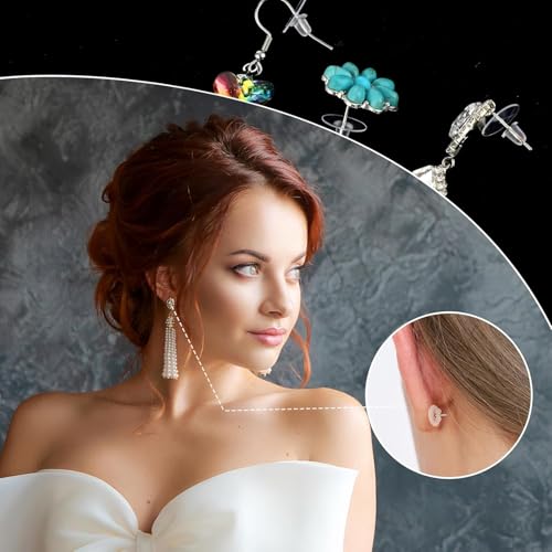 Image of Soft Silicone Rubber Earring Back Stoppers for Gold, Diamond, Silver & Heavy Earrings | Flat Clear Push Buttons for Big Holes | Earring Findings & Stud Support for Women & Girls