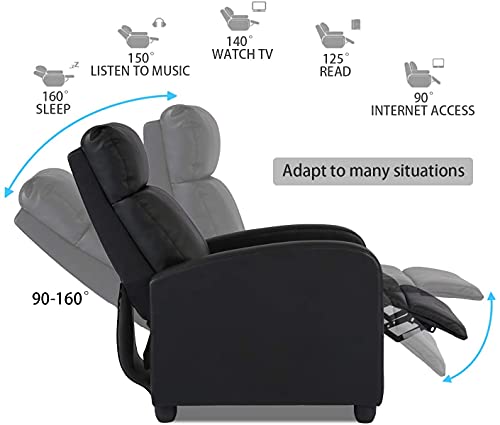 Sillón reclinable negro de cuero ajustable miniatura 5