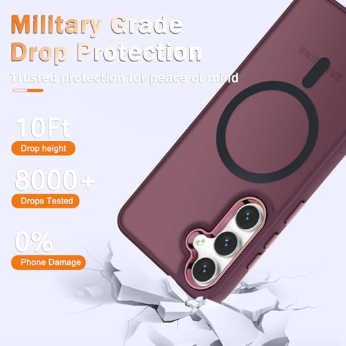 Image of for Samsung Galaxy S24 FE Case, Matte Magnetic Phone Case with 1 Screen Protector, Support for Magsafe, Translucent Frosted Slim Shockproof Protective Cover for Samsung Galaxy S24 FE, Wine Red