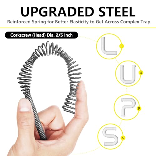 Drain Auger 25 Ft with Gloves, Plumbing Snake Drain Auger Hair Clog Remover, Heavy Duty Pipe Drain Clog Remover for Bathtub Drain, Bathroom Sink, Kitchen Cleaning - Image 5