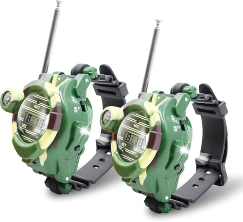 7 in 1 Digital Watch Walkie Talkies - Spy Watch Army Toys for Kids Age 8-12, Two-Way Long Range Transceiver with Flashlight, Cool Spy Gadgets for Boys and Girls