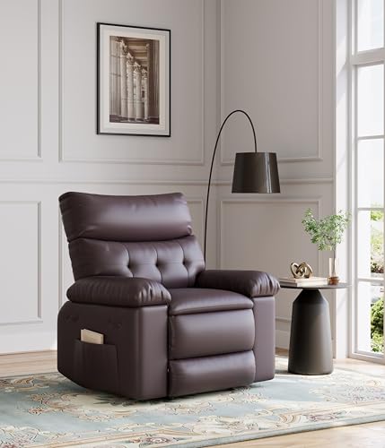Image of GarveeHome Oversized Recliner Chair - PU Leather Manual Recliner for Adults, Lazy Chair with 1.5X Sponge Comfort Arm and Back for Living Room, Bedroom