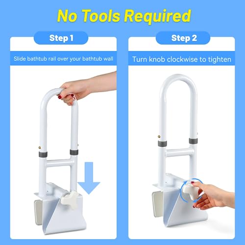 Icedeer BATHTUB RAIL-WHITE Adjustable Bathtub Grab Bars For Seniors, Tub Handle Grab Bar For Elderly Bath Support, Bathtub Safety Rail thumb #4
