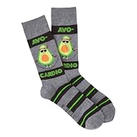 K. Bell Socks Mens Food And Drink Fun Novelty Crew Casual, Avocardio (Charcoal Heather), 6-12 US