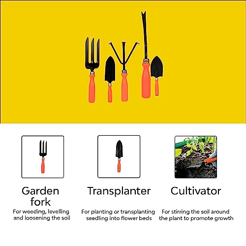 Kraft Seeds Garden Tool Kit - 9 Pcs (Weeder, Trowels, Hand Fork, Cultivator, Scissors, Pruner, Gardening Hand Gloves, Spray Pump) | Durable Gardening Tools | Home Gardening Hand Tool Set