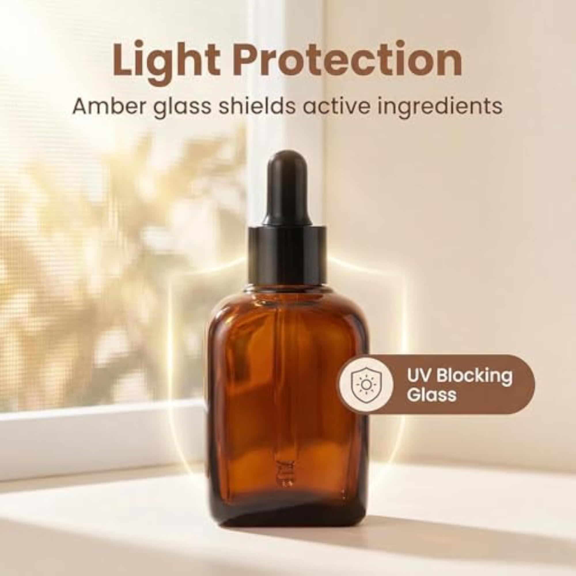 3 Pcs 100ml Amber Square Glass Dropper Bottles