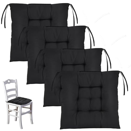 Cojines para silla de diseño elegante y alta comodidad pack de 4 unidades exteriores negros 2