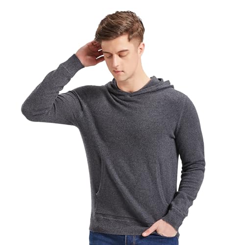 GreenMount Men's Cashmere Hoodie Sweater - Long Sleeve Pullover With Pocket, 50% Recycled Cashmere Blend - View #6