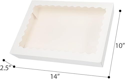Miniatura 6 de qiqee Caja de galletas blanca con ventana 14x10x2.5 pulgadas 24pcs pastelería macaron panadería caja para embalaje