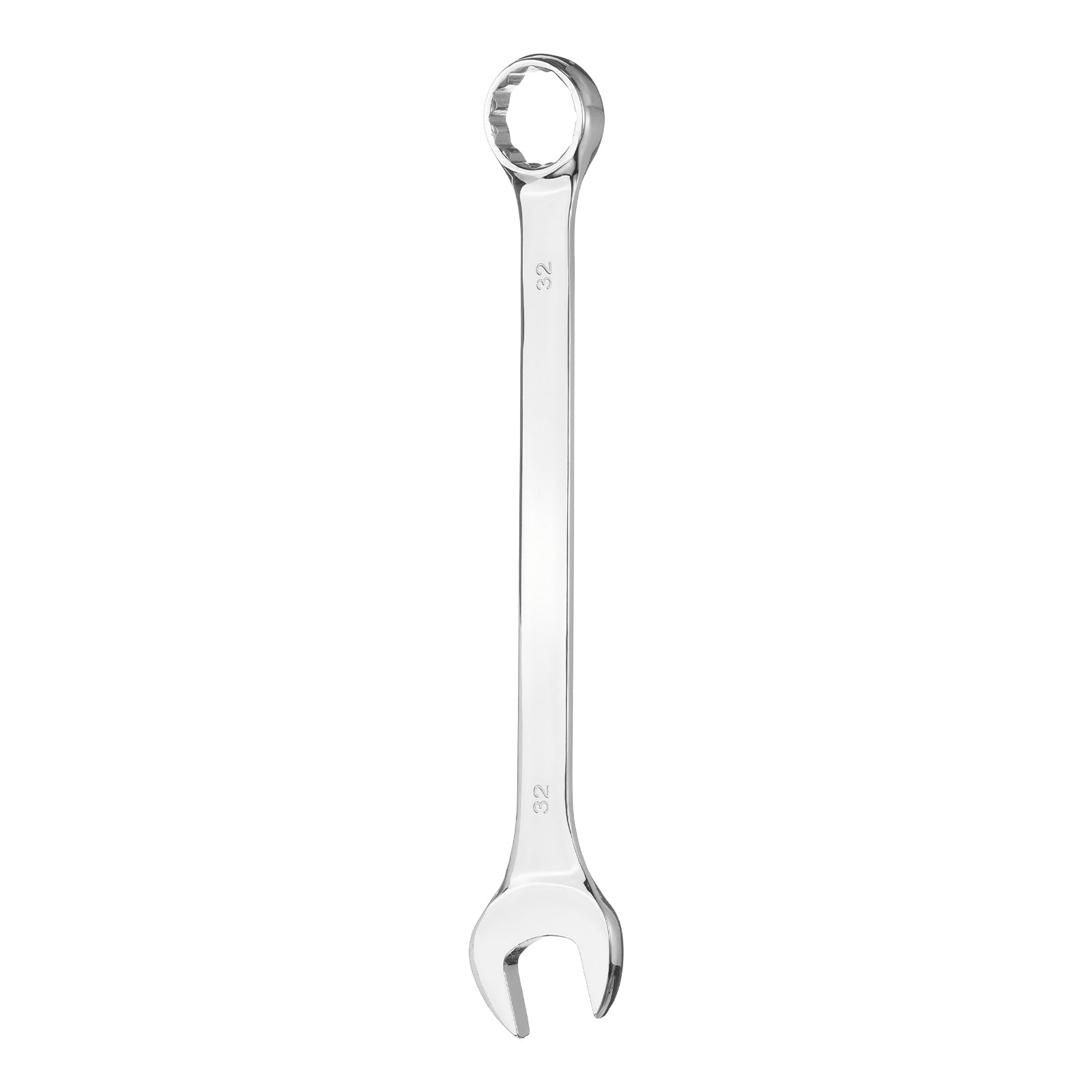 sourcing map Combination Wrench 32mm Metric 12-Point Box and Open End 45# Carbon Steel Double Ended Spanner Tool for Automotive Pipe Furniture Machinery DIY Repair, Silver White