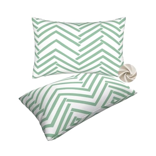 Housse coussin vert 60x80 cm haut de gamme au motif géométrique et texture douce unique - 2