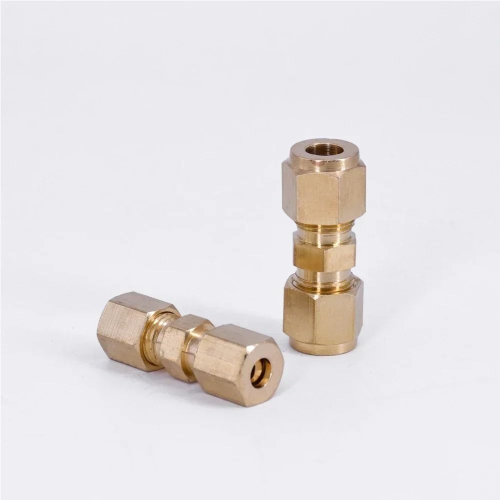 Ferrule-Rohradapter 5 Stück Rohrkompressionsverbindungen aus Messing, Messingverbinder for Gas, Öl, Wasser, gerader Rohradapter 3/16 1/4 5/8 Zoll(3/4 Inch)