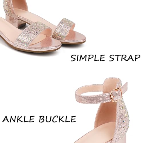 Girl's Low Heel Sandals Ankle Strap Dress Shoes Open Toes Summer Wear for Kids4