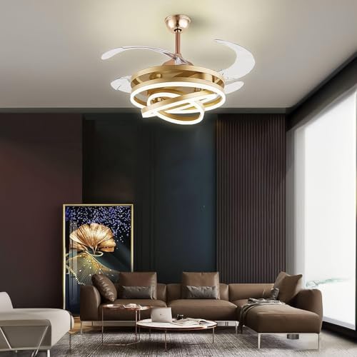 Image of blissbells Modern Black Ceiling Fan with LED Light, 3-Blade Design, Remote Control, Contemporary Style for Living Room, Dining Room (Ring Style)