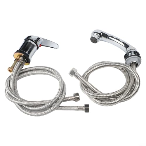 Mitigeur d'évier avec douchette extractible chromée pour bac à shampooing inversé - 3