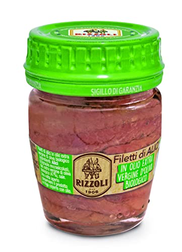 Rizzoli Anchovy Fillets in Organic Extra Virgin Olive Oil 58g (1 jar)