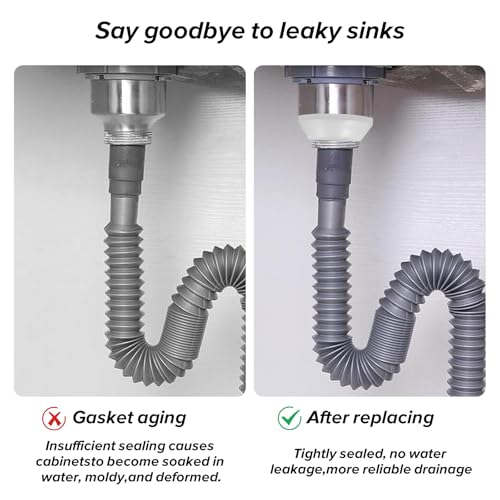 Image of Sink Drain Gasket - Universal Basin Replacement Parts, Thickened Silicone Sealing Ring, Drainage Plug Stopper Tool for Vessel Bathroom Kitchen, 2 Sets