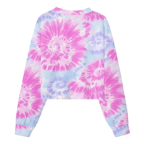 Girls Tie Dye Shirts Kids Long Sleeve Crewneck Sweatshirts Colorful Pullover Tops 7-12 Years2