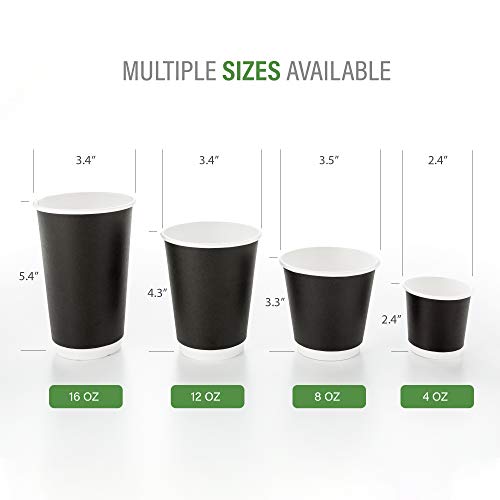 Image of Restaurantware 12 Ounce Paper Cups, Pack of 25 Double Wall Disposable a€ inch Leakproof, Recyclable, Black Paper Insulated Hot Beverage Holders, with Matching Lids Available for Purchase Separately