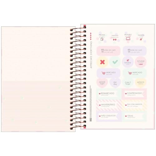 Tilibra - Agenda Espiral Diária 12,9 x 18,7 cm Soho 2025 - Xadrez e Faixa Rosa Adventures