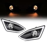 HECASA Fog Light & Fog Light Bezel Compatible with 2015-2018 Ford Edge Bumper Driving Fog Lamps Cover Clear Lens w/Harness Switch Kit Replacement for FT4Z17B814AA FT4Z17B814AB Black & Silvery