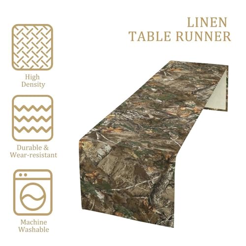 Forest Camouflage Table Runner, Camo Conifer Oak Branches Leaves Military Hunting Mossy Lodge Country Camp Cabin Theme Dinner Table Runner for Home Kitchen Dining Table Decoration 13"x70" by SHElifestyle - Image 4