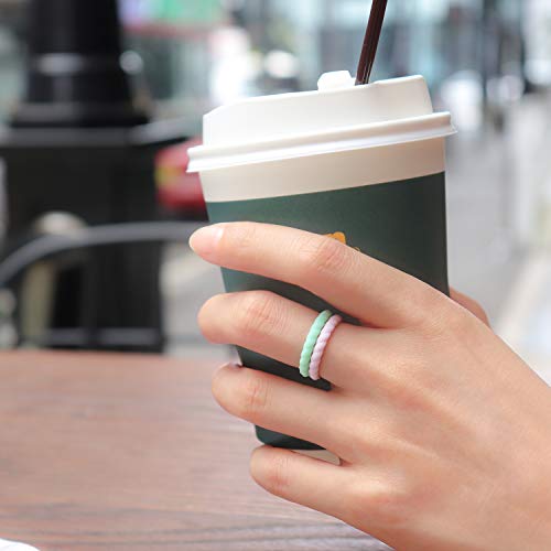Forthee 10 Pack Silicone Wedding Ring for Women, Thin and Braided Rubber Band, Fashion, Colorful, Comfortable fit, Skin Safe2